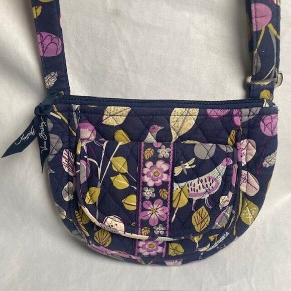 Vera Bradley Lizzy Crossbody Purse Purple Floral Nightingale Pattern Quilted - Picture 1 of 11